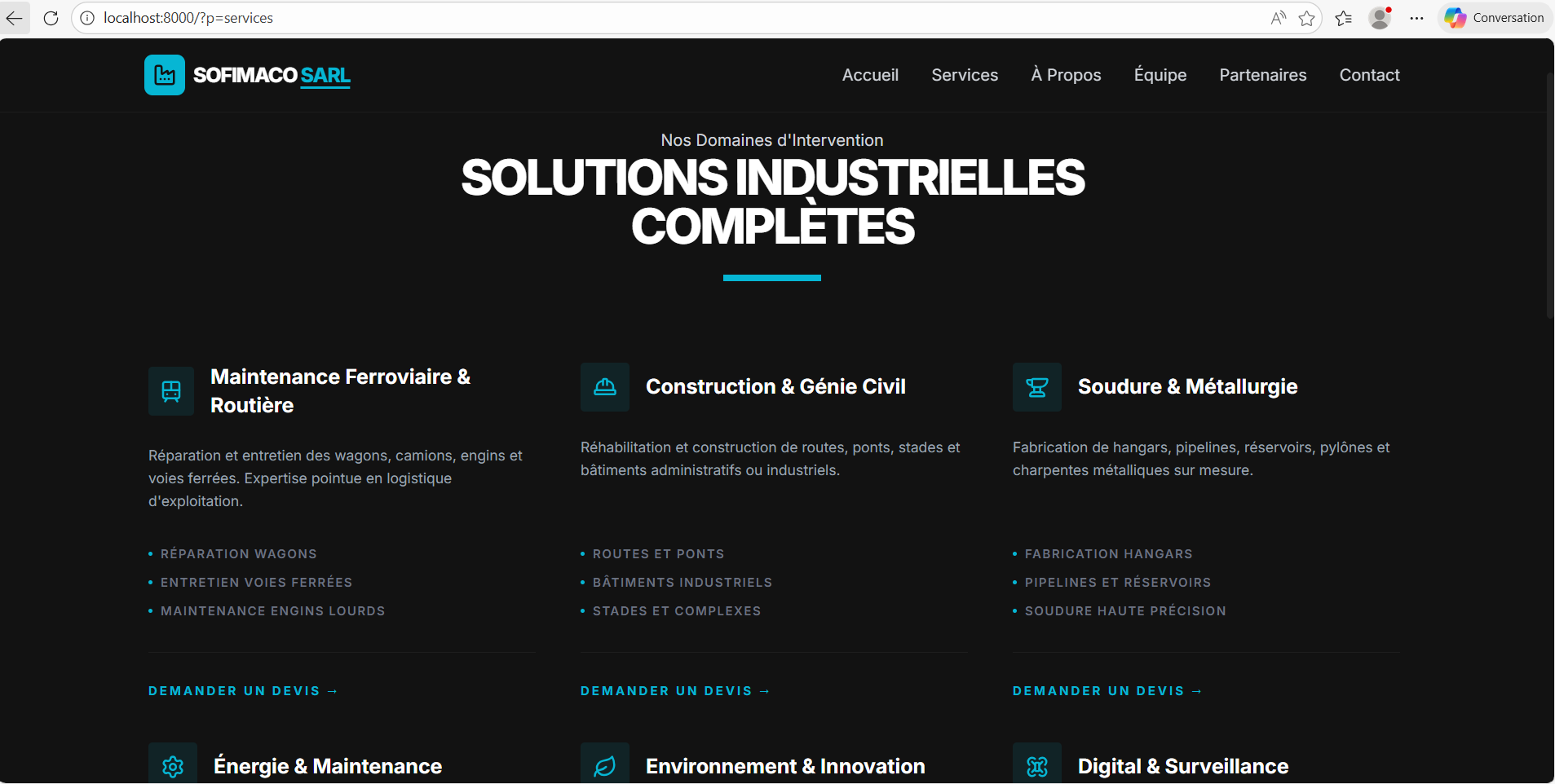 Aperçu Site SOFIMACO